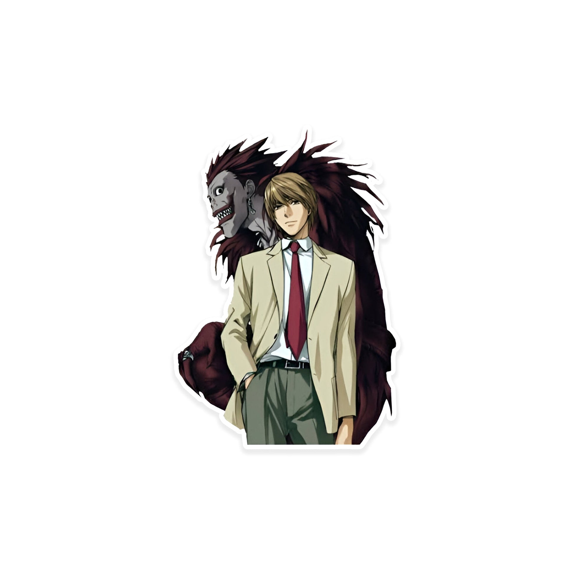 A rectangular sticker with a red background and a white horizontal stripe in the middle. In the center of the white stripe, black Devanagari text reads "घुमक्कड़" which translates to "Wanderer." The red background has faint travel-themed illustrations.