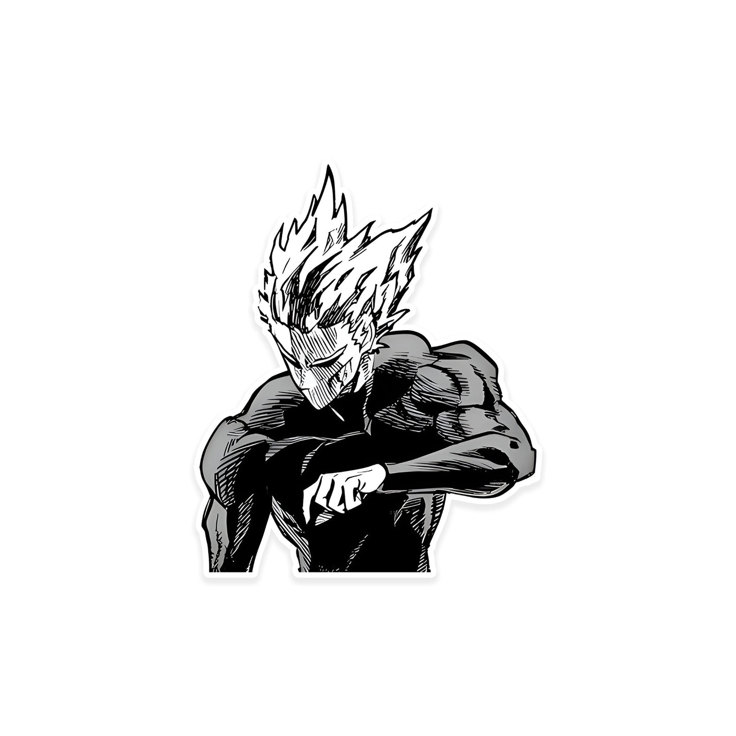 A rectangular sticker with a red background and a white horizontal stripe in the middle. In the center of the white stripe, black Devanagari text reads "घुमक्कड़" which translates to "Wanderer." The red background has faint travel-themed illustrations.