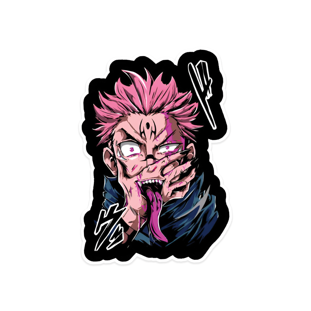 A rectangular sticker with a red background and a white horizontal stripe in the middle. In the center of the white stripe, black Devanagari text reads "घुमक्कड़" which translates to "Wanderer." The red background has faint travel-themed illustrations.