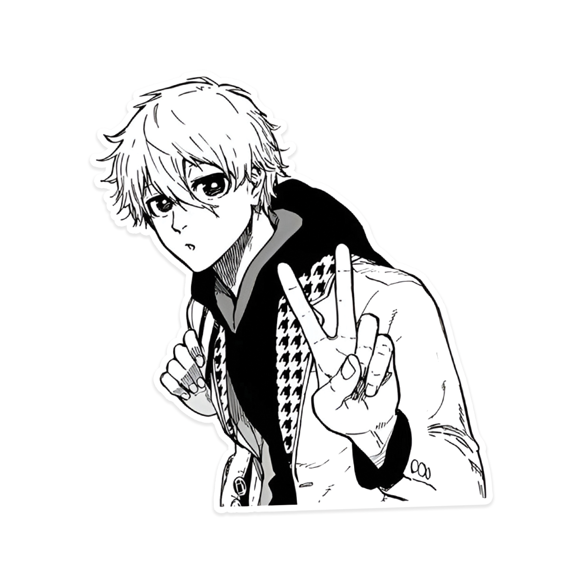 A rectangular sticker with a red background and a white horizontal stripe in the middle. In the center of the white stripe, black Devanagari text reads "घुमक्कड़" which translates to "Wanderer." The red background has faint travel-themed illustrations.