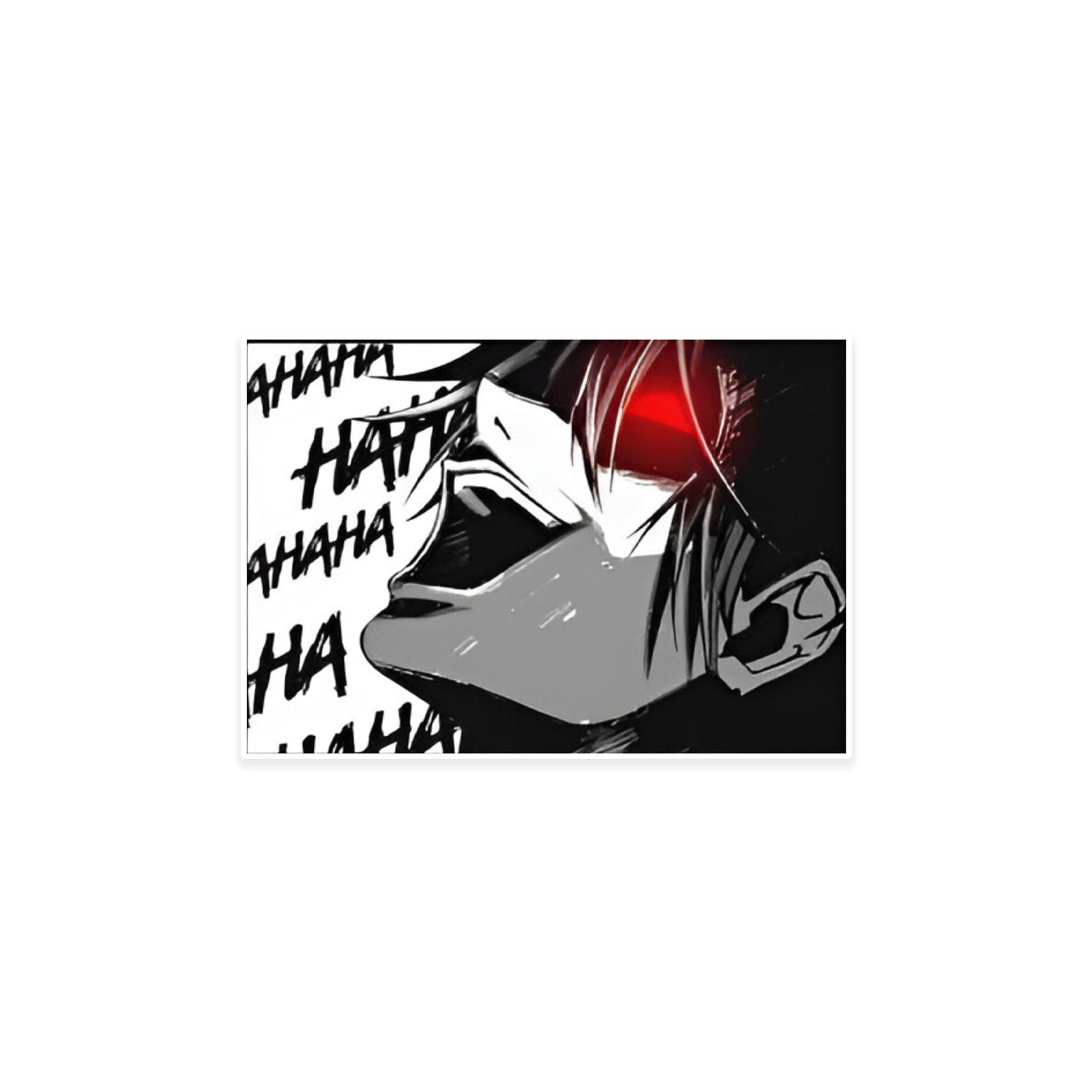 A rectangular sticker with a red background and a white horizontal stripe in the middle. In the center of the white stripe, black Devanagari text reads "घुमक्कड़" which translates to "Wanderer." The red background has faint travel-themed illustrations.