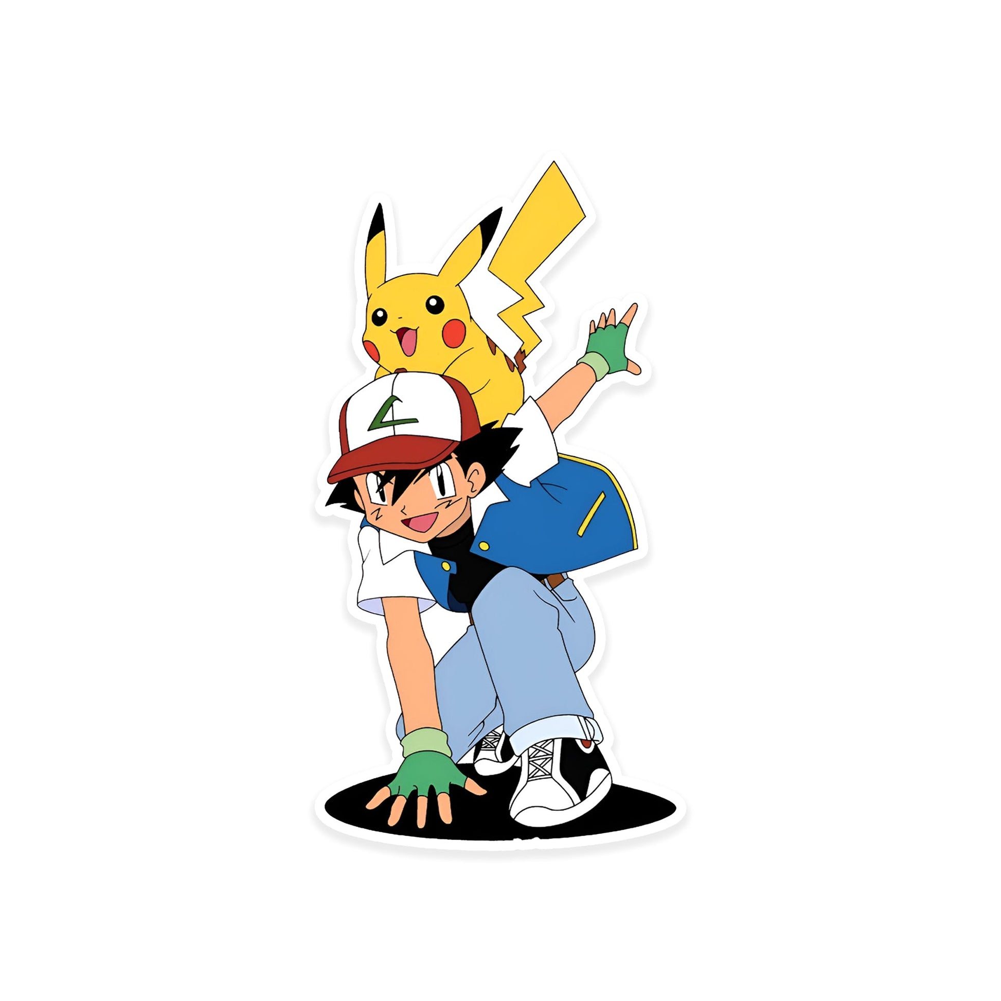 A rectangular sticker with a red background and a white horizontal stripe in the middle. In the center of the white stripe, black Devanagari text reads "घुमक्कड़" which translates to "Wanderer." The red background has faint travel-themed illustrations.