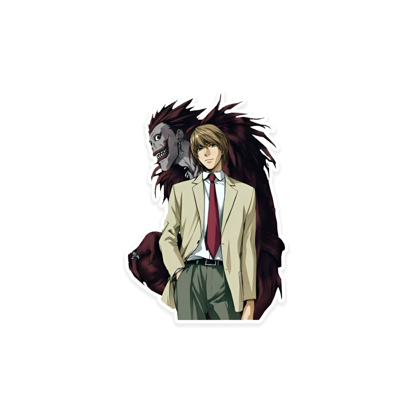 A rectangular sticker with a red background and a white horizontal stripe in the middle. In the center of the white stripe, black Devanagari text reads "घुमक्कड़" which translates to "Wanderer." The red background has faint travel-themed illustrations.