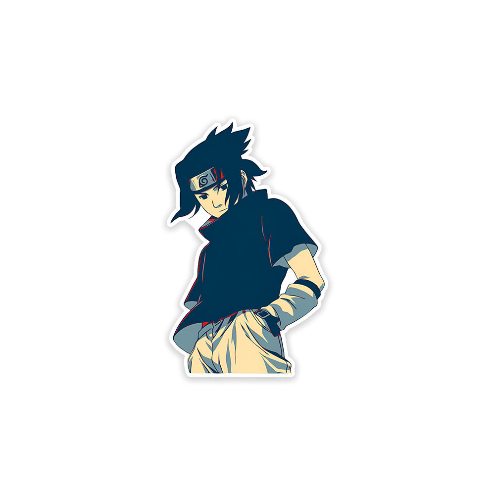 A rectangular sticker with a red background and a white horizontal stripe in the middle. In the center of the white stripe, black Devanagari text reads "घुमक्कड़" which translates to "Wanderer." The red background has faint travel-themed illustrations.