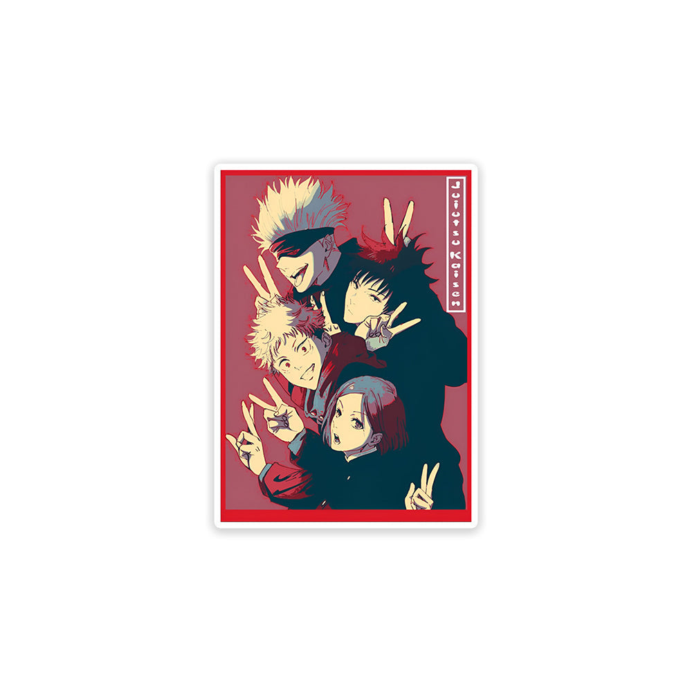 A rectangular sticker with a red background and a white horizontal stripe in the middle. In the center of the white stripe, black Devanagari text reads "घुमक्कड़" which translates to "Wanderer." The red background has faint travel-themed illustrations.