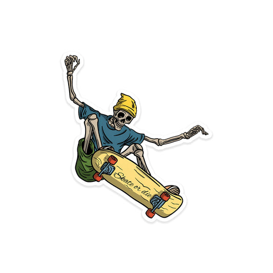 A rectangular sticker with a red background and a white horizontal stripe in the middle. In the center of the white stripe, black Devanagari text reads "घुमक्कड़" which translates to "Wanderer." The red background has faint travel-themed illustrations.