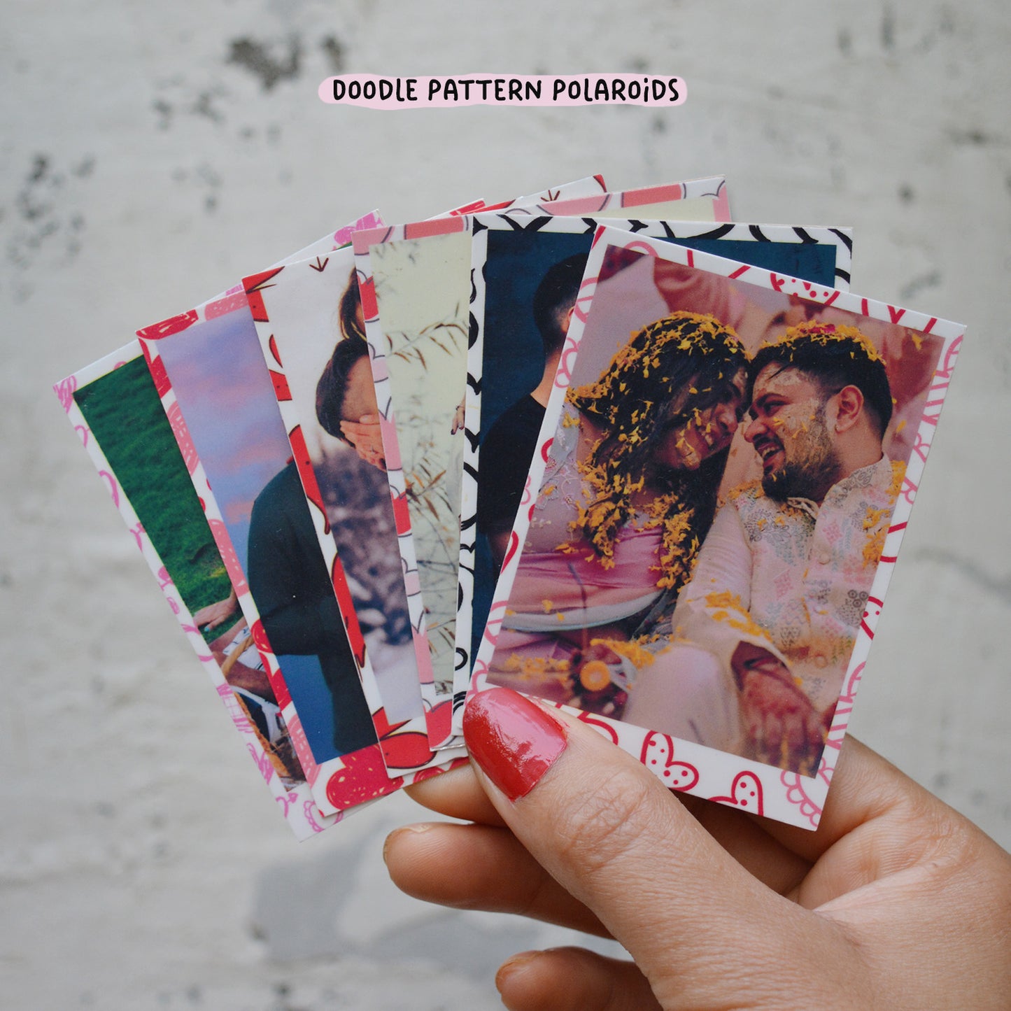 Love Doodle Retro Polaroid Prints